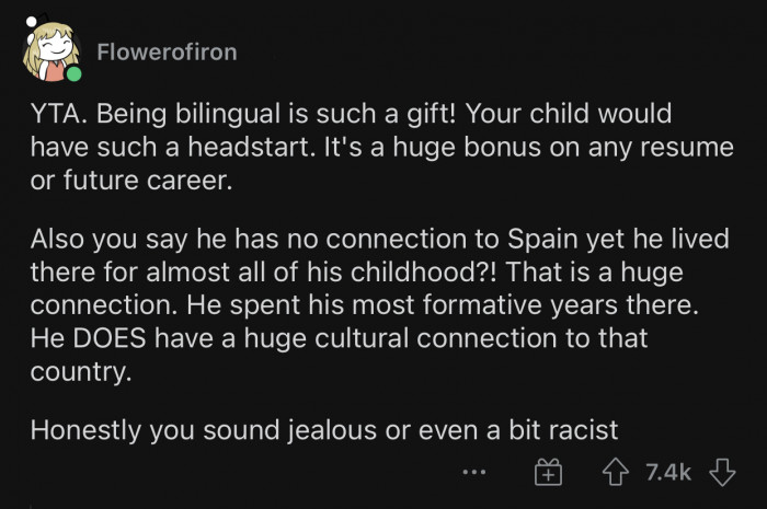 She does not want her daughter to have an advantage in life.