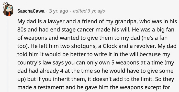 Here's a sad story about how someone predicted the death of another because of a will request