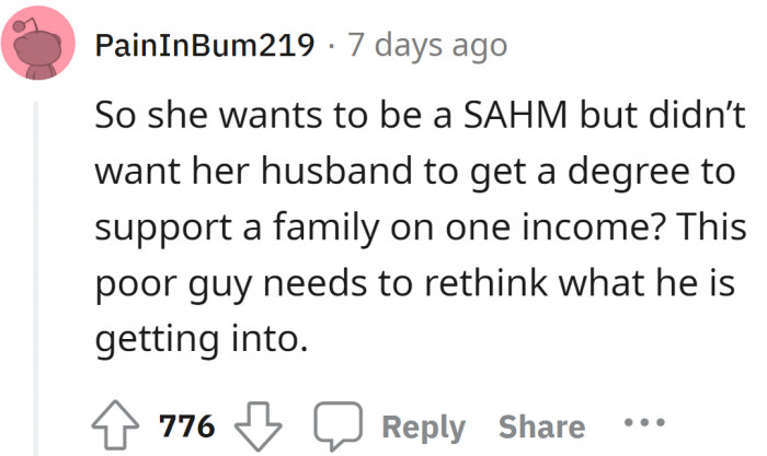 The girl just wanted to get married and settle down as soon as possible, irrespective of the consequences.