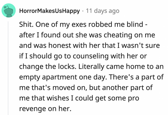 This one got cheated on too and ghosted