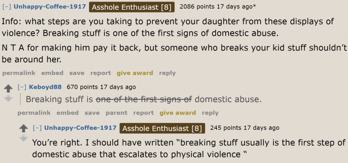 People believe the incident constitutes domestic abuse.