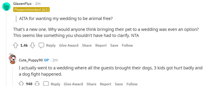#2 Who brings their pet to a wedding?