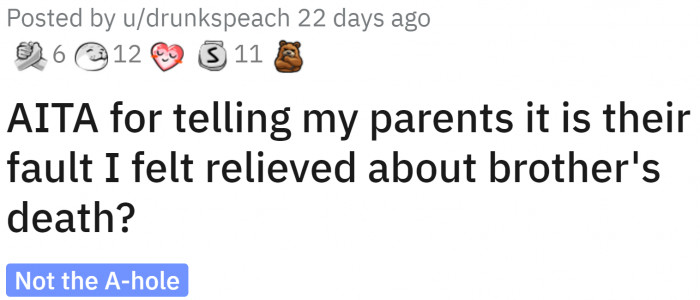 This is one of the meanest things you could say to your parents and feel as a sibling; however, everyone has their reasons.