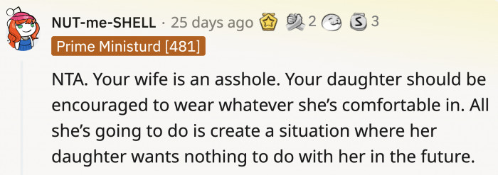 In the end, the majority of the votes went to OP’s wife being the a**hole and not him