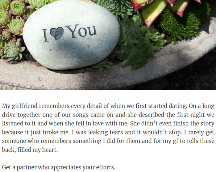 12. It is very important to have a partner who appreciates your efforts