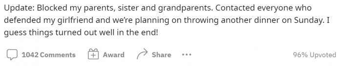 Having dinner with family members who aren't racist.