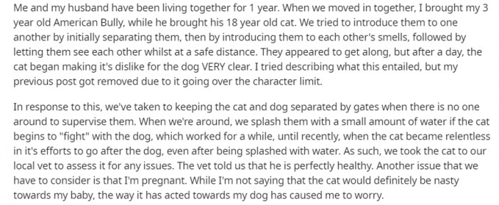Here's the story...She starts off by telling their background and explaining what the situation is and what they've tried so far with the animals.