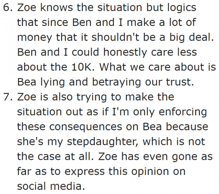 It's not about the money. It's her attitude.