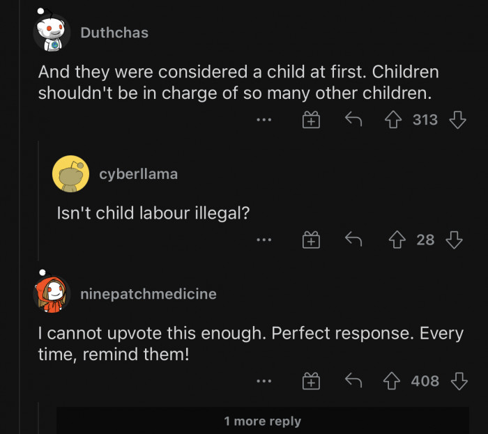 They can't even follow through with their own logic.