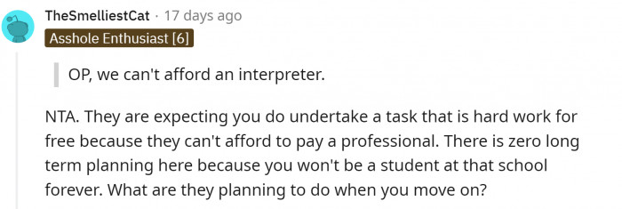 Redditors emphasized the fact that the school is expecting a teen to do hard work for free.