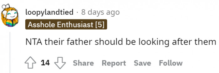 It should be the father who looks after his kids.