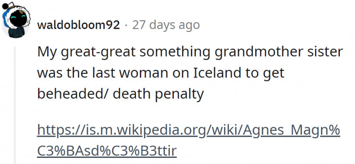 10. The last woman on Iceland to get beheaded