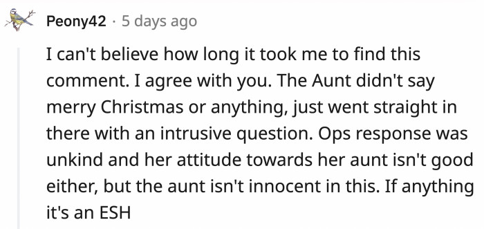 Yes the question is intrusive and yes OP is rude. Both bad things can be true and maybe the right answer is: everyone sucks here.