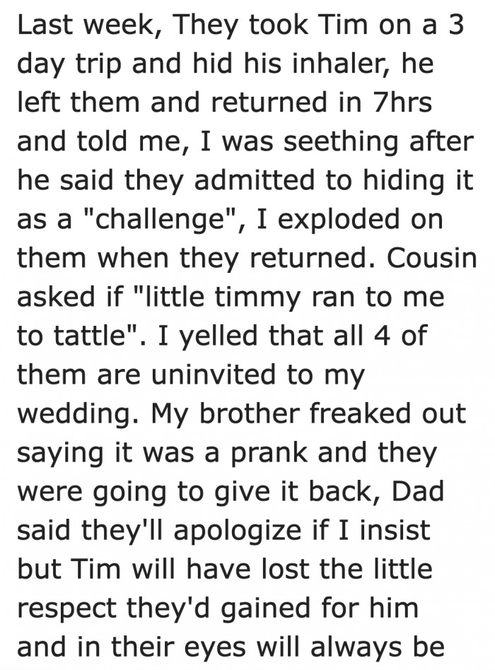 Anyone would lose it if their family did the same thing.