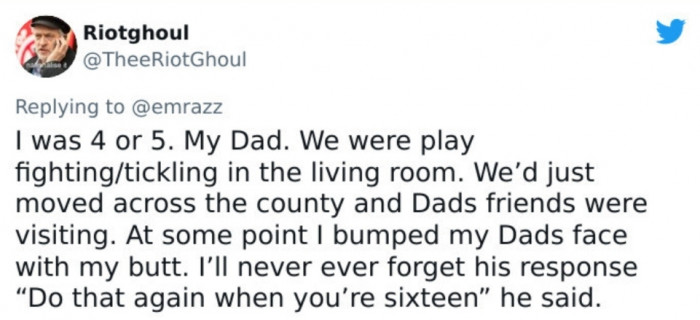 18. That comment from her own father is very disturbing.