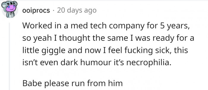 And suggest she runs like hell