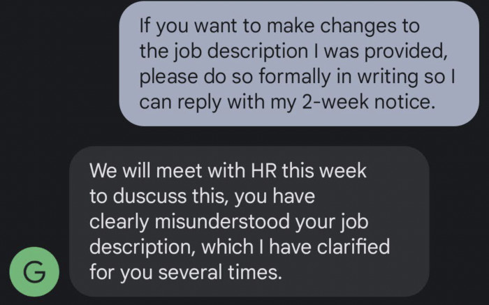 OP clarified the job description she applied to, but they were going through loopholes and blaming it on OP