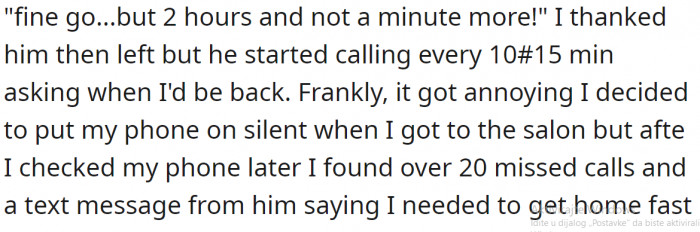 When She Left, He Started Calling Her Every 10-15 Minutes Asking When She Would Return Home, Leading to a Misunderstanding.