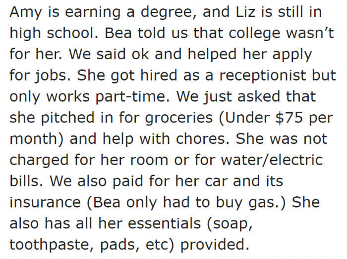 What the daughters are doing.