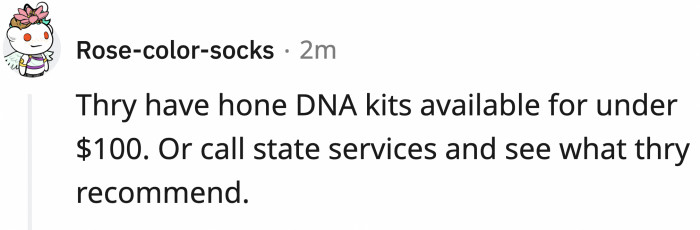 Here's the person who asked OP about doing a DNA test