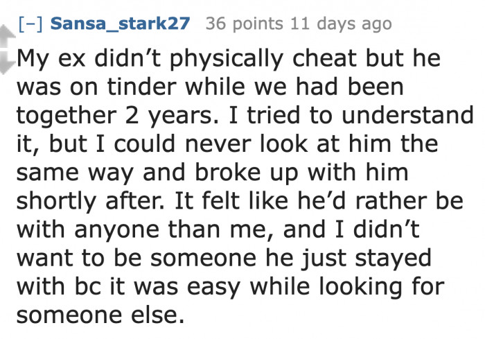 This is something that can eventually lead to cheating.