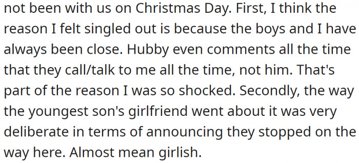 Something's fishy with the son's girlfriend.