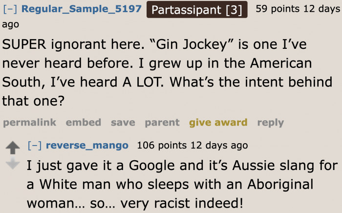 Apparently, what NW said was a very horrible racial slur. Better stay away from her!