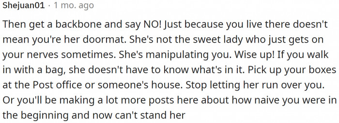 Grow a backbone, says this user. Other users agree with this sentiment.