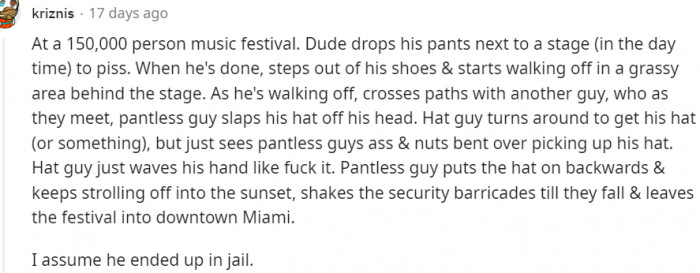 18. Assuming he ended up in jail