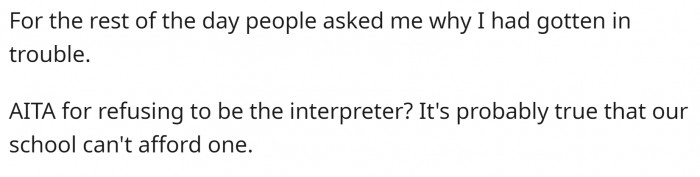 OP isn't sure if she's right.