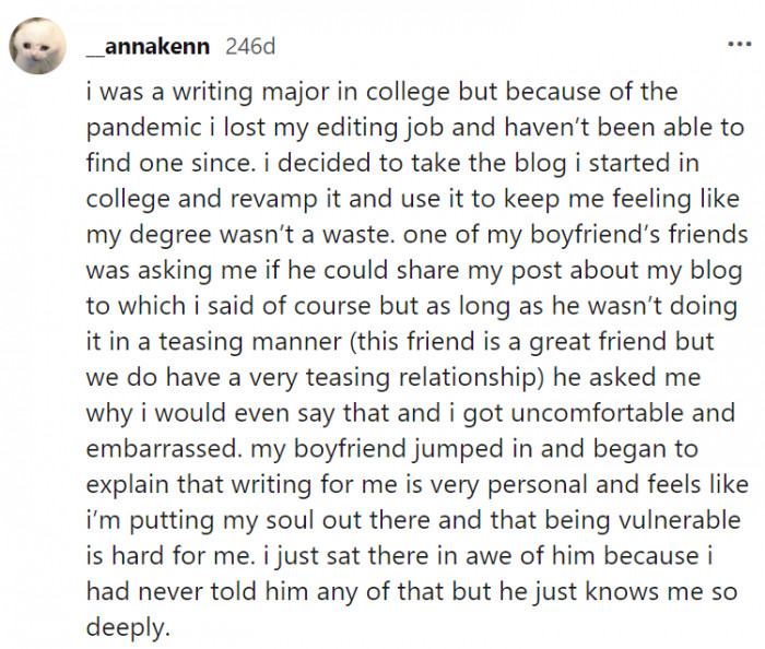 9. This kind of understanding from another person is the dream right here