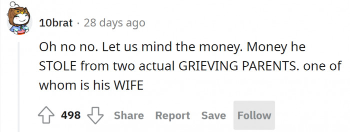 That's right. This is clearly stealing money from the wife.