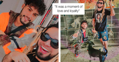 Street Performer Consoled By Four-Legged Friend After Being Shunned By Passersby