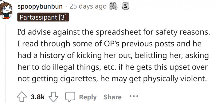 He does seem quite abusive, and it won't be long before he physically starts abusing OP.