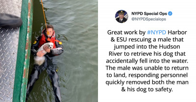NYPD Rescues Brave Man From Hudson River After Jumping In To Save His Dog