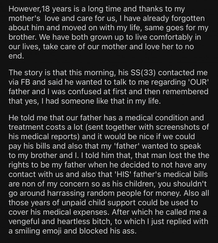 Her mom took on all the responsibilities on her own and raised them both.