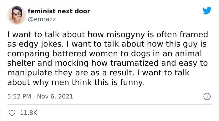 Emrazz, aka the Feminist Next Door, started a viral discussion on Twitter about how men utilize 