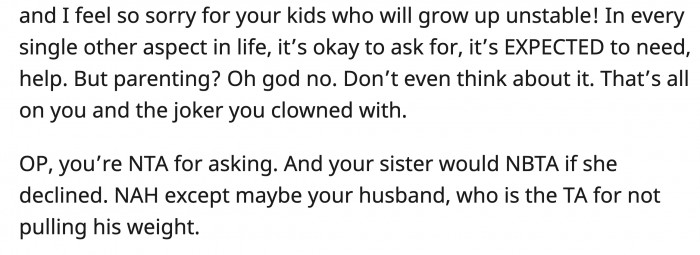 They said the only possible a**hole in the situation is OP's husband.