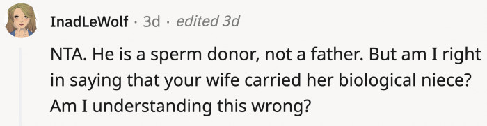 Here's another person pointing out the donor vs. parent thing