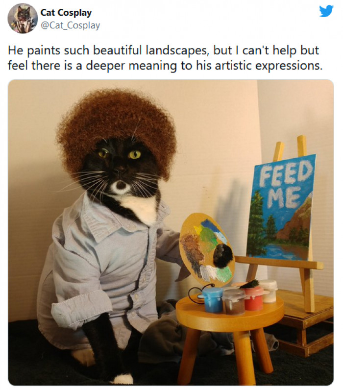 2. Art is meant to be subjective, but this cat's intent in his painting is pretty clear