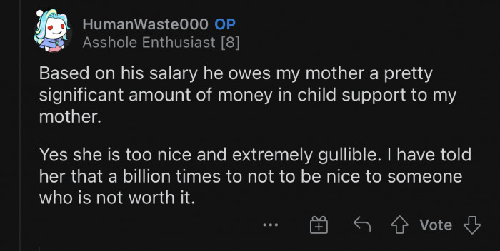 He should be giving them money, not the other way around.