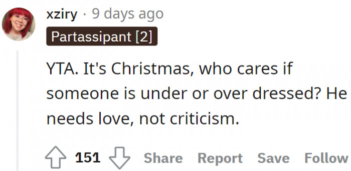 The son needs love, not criticism.