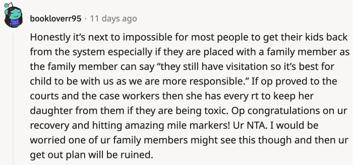 OP was congratulated on getting her daughter despite circumstances