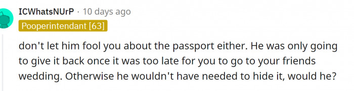 OP shouldn't let him talk her out of leaving.