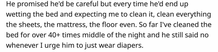 And he promised to improve, but since it was out of his control, in the end, it was still OP cleaning it all up