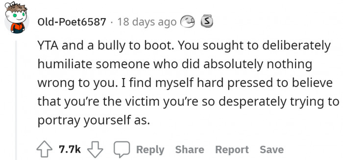 She's not the victim this time.