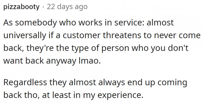 They're better off not coming back, to be honest.