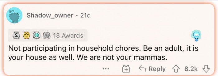 “We are not your mammas.” What she said.