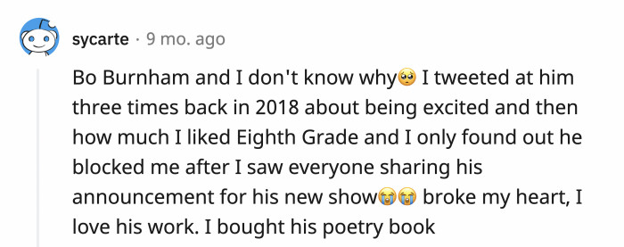 When you get blocked before meeting your idols