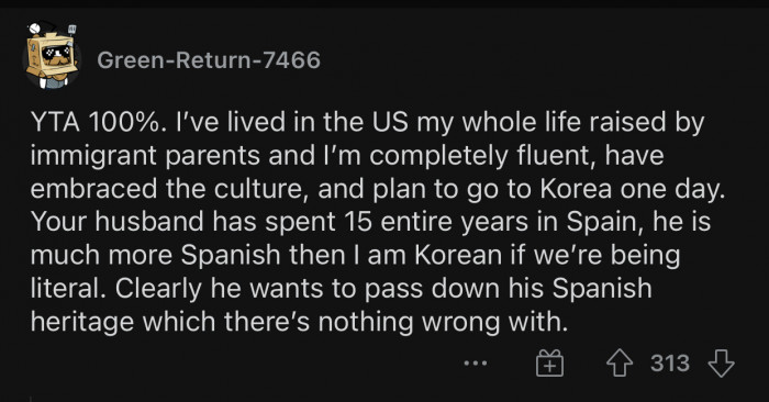 She's denying that entire side of her husband.